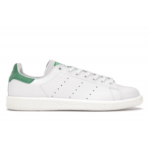 Кроссы adidas Stan Smith Boost White Green - мужская сетка размеров