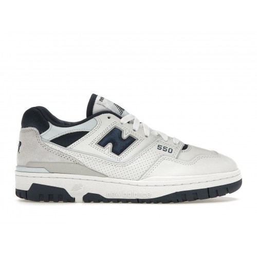 Кроссы New Balance 550 White NB Navy - мужская сетка размеров