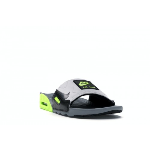 Кроссы Nike Air Max 90 Slide Smoke Grey Volt Black - мужская сетка размеров