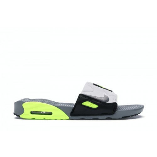 Кроссы Nike Air Max 90 Slide Smoke Grey Volt Black - мужская сетка размеров