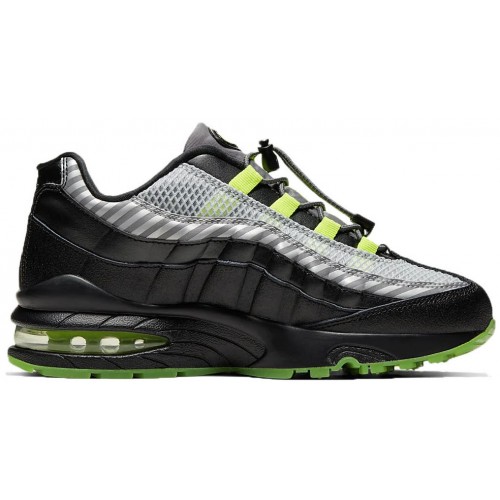 Кроссы Nike Air Max 95 Black Gunsmoke Volt (GS) - подростковая сетка размеров