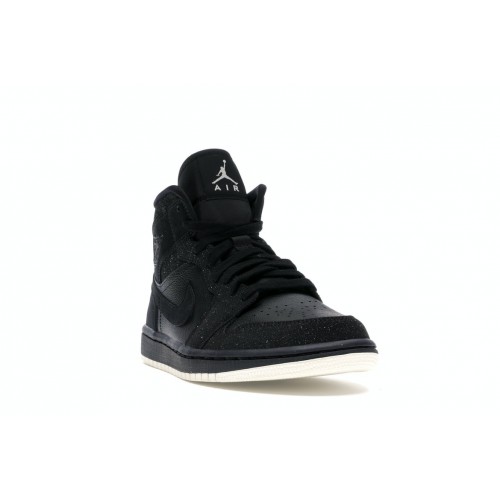 Кроссы Jordan 1 Mid Glitter Black (W) - женская сетка размеров