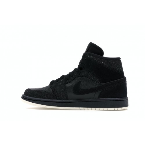 Кроссы Jordan 1 Mid Glitter Black (W) - женская сетка размеров
