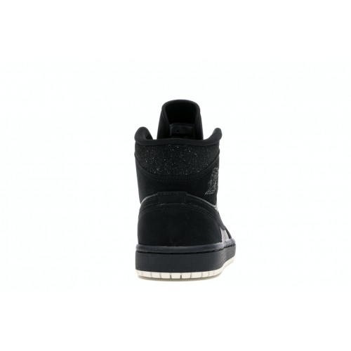 Кроссы Jordan 1 Mid Glitter Black (W) - женская сетка размеров