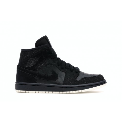 Кроссы Jordan 1 Mid Glitter Black (W) - женская сетка размеров