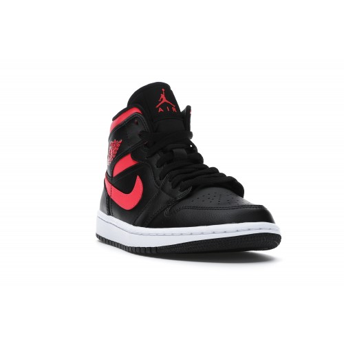Кроссы Jordan 1 Mid Black Siren Red (W) - женская сетка размеров