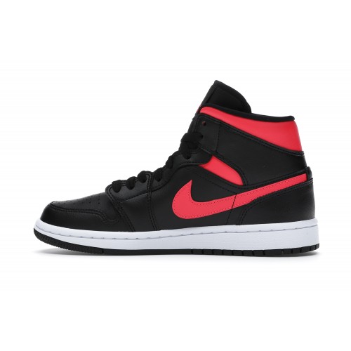 Кроссы Jordan 1 Mid Black Siren Red (W) - женская сетка размеров