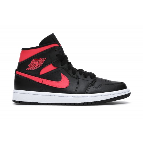 Кроссы Jordan 1 Mid Black Siren Red (W) - женская сетка размеров