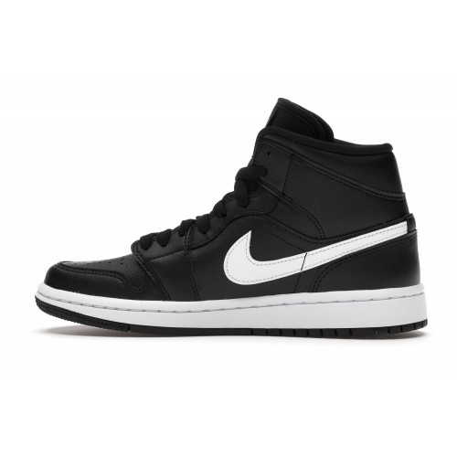 Кроссы Jordan 1 Mid Black White (W) - женская сетка размеров