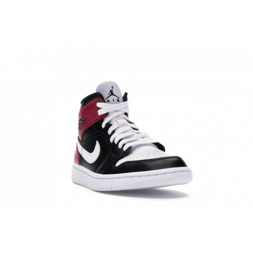 Кроссы Jordan 1 Mid Black Noble Red (W) - женская сетка размеров