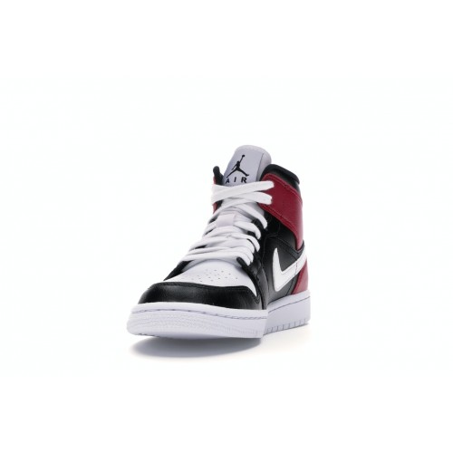 Кроссы Jordan 1 Mid Black Noble Red (W) - женская сетка размеров