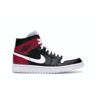Женские кроссовки Jordan 1 Mid Black Noble Red (W)