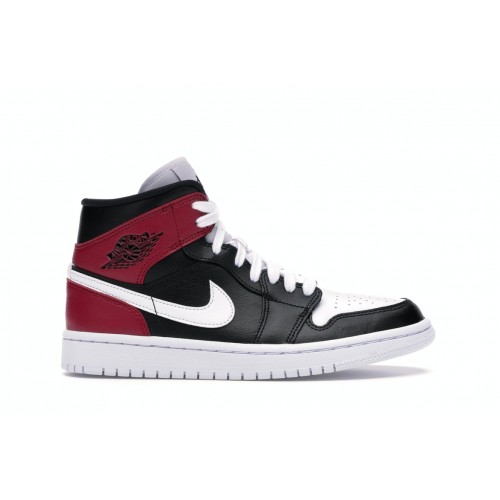 Кроссы Jordan 1 Mid Black Noble Red (W) - женская сетка размеров