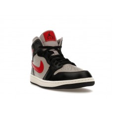Женские Jordan 1 Mid Black College Grey Gym Red (W)
