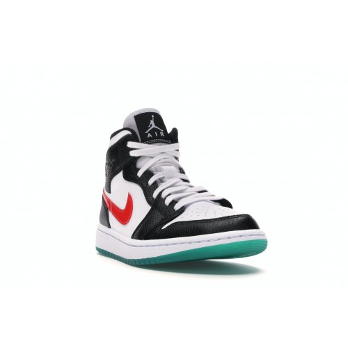 Кроссы Jordan 1 Mid Alternate Swooshes Red Yellow (W) - женская сетка размеров