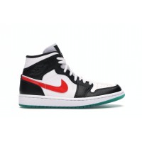 Женские кроссовки Jordan 1 Mid Alternate Swooshes Red Yellow (W)