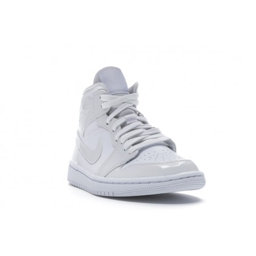 Кроссы Jordan 1 Mid Triple White Patent Swoosh (W) - женская сетка размеров