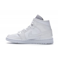 Женские Jordan 1 Mid Triple White Patent Swoosh (W)