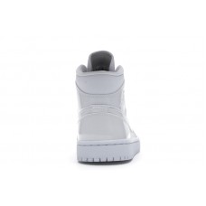 Женские Jordan 1 Mid Triple White Patent Swoosh (W)