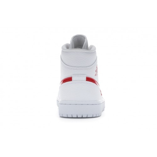 Кроссы Jordan 1 Mid White University Red (W) - женская сетка размеров