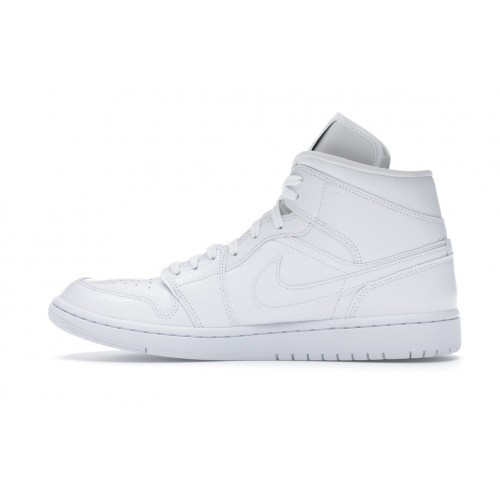 Кроссы Jordan 1 Mid White Snakeskin (W) - женская сетка размеров