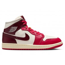 Женские кроссовки Jordan 1 Mid Sail Mystic Hibiscus (W)
