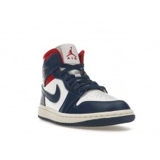 Женские Jordan 1 Mid French Blue Gym Red (W)