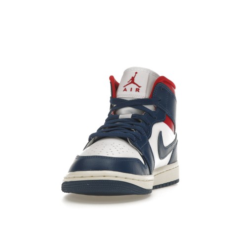 Кроссы Jordan 1 Mid French Blue Gym Red (W) - женская сетка размеров
