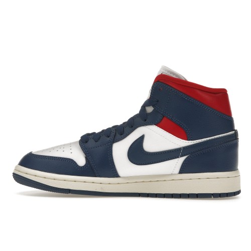 Кроссы Jordan 1 Mid French Blue Gym Red (W) - женская сетка размеров
