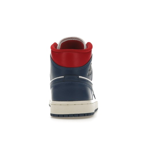 Кроссы Jordan 1 Mid French Blue Gym Red (W) - женская сетка размеров