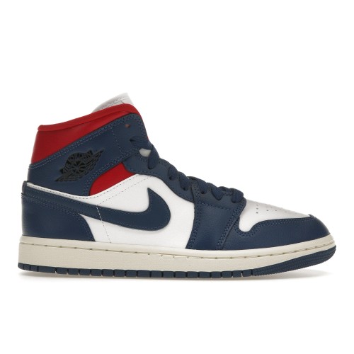 Кроссы Jordan 1 Mid French Blue Gym Red (W) - женская сетка размеров