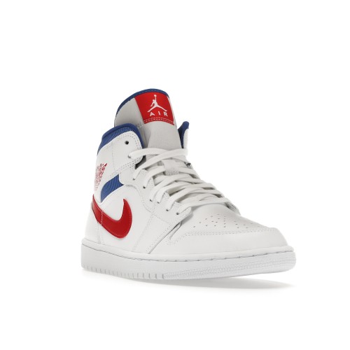 Кроссы Jordan 1 Mid White Red Royal (W) - женская сетка размеров