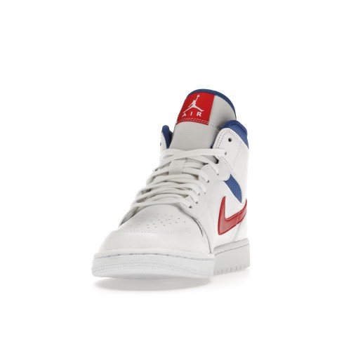 Кроссы Jordan 1 Mid White Red Royal (W) - женская сетка размеров