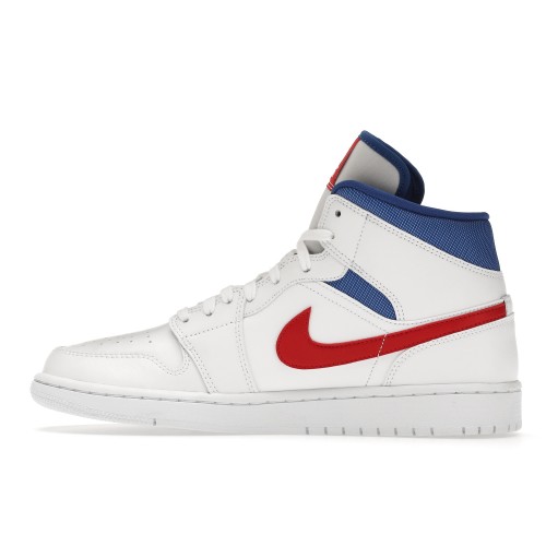 Кроссы Jordan 1 Mid White Red Royal (W) - женская сетка размеров