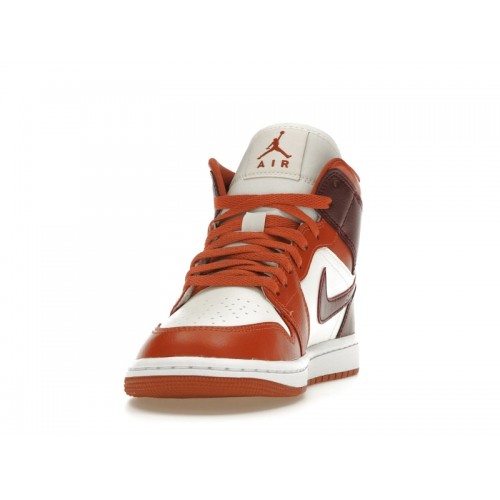 Кроссы Jordan 1 Mid Dusty Peach Night Maroon (W) - женская сетка размеров