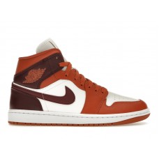 Женские кроссовки Jordan 1 Mid Dusty Peach Night Maroon (W)