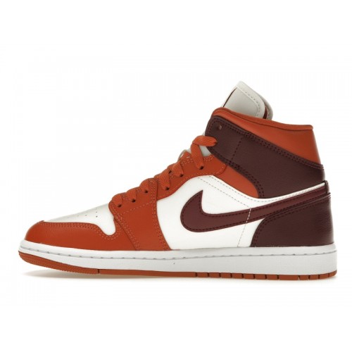 Кроссы Jordan 1 Mid Dusty Peach Night Maroon (W) - женская сетка размеров