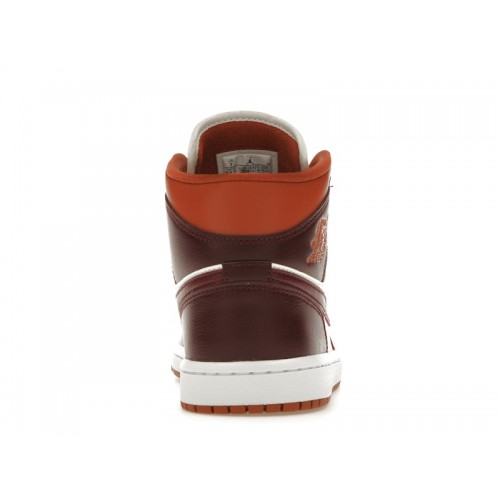 Кроссы Jordan 1 Mid Dusty Peach Night Maroon (W) - женская сетка размеров