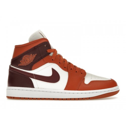 Кроссы Jordan 1 Mid Dusty Peach Night Maroon (W) - женская сетка размеров