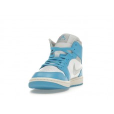 Женские Jordan 1 Mid Dark Powder Blue White Sail Neutral Grey (W)