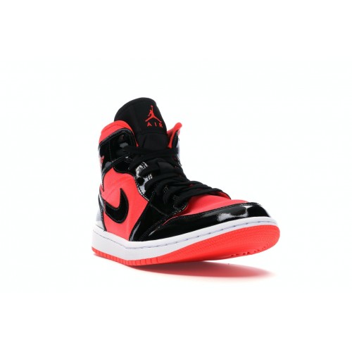 Кроссы Jordan 1 Mid Hot Punch Black (W) - женская сетка размеров