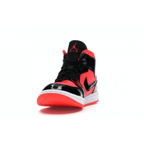 Кроссы Jordan 1 Mid Hot Punch Black (W) - женская сетка размеров