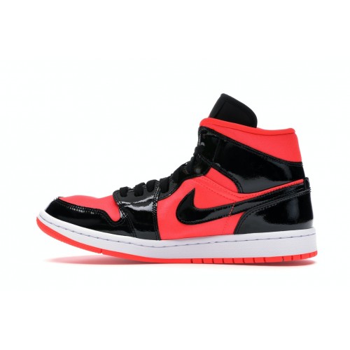 Кроссы Jordan 1 Mid Hot Punch Black (W) - женская сетка размеров