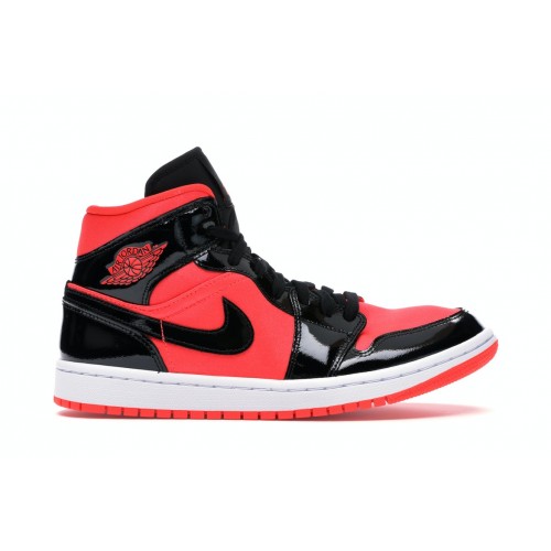 Кроссы Jordan 1 Mid Hot Punch Black (W) - женская сетка размеров