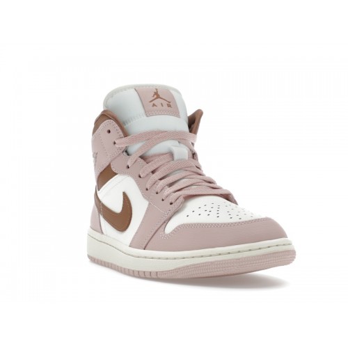 Кроссы Jordan 1 Mid Pink Oxford Brown (W) - женская сетка размеров