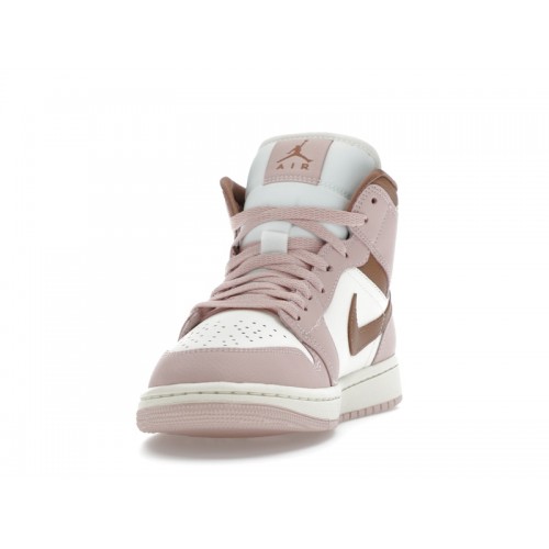 Кроссы Jordan 1 Mid Pink Oxford Brown (W) - женская сетка размеров