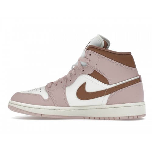Кроссы Jordan 1 Mid Pink Oxford Brown (W) - женская сетка размеров