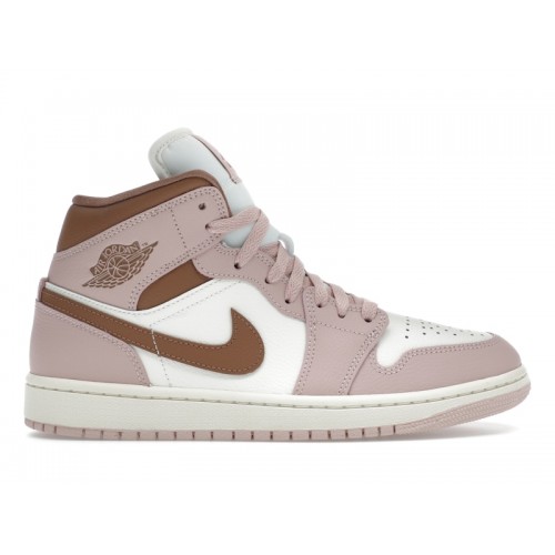 Кроссы Jordan 1 Mid Pink Oxford Brown (W) - женская сетка размеров