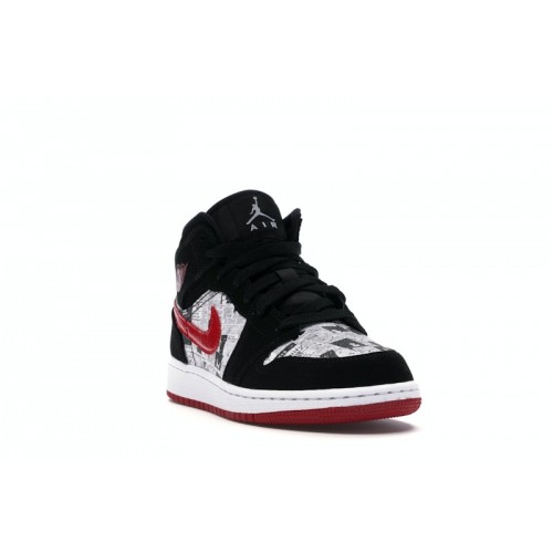 Air Jordan 1 Mid SE GS Newspaper Air Times - подростковая сетка размеров