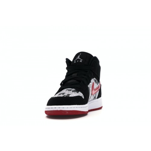 Air Jordan 1 Mid SE GS Newspaper Air Times - подростковая сетка размеров